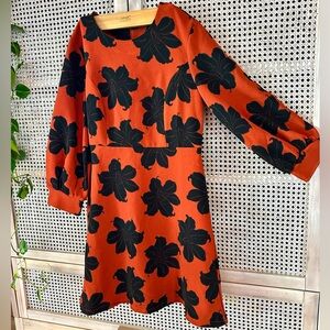Unique Vintage Style Fall Dress - Orange & Black - Size Small